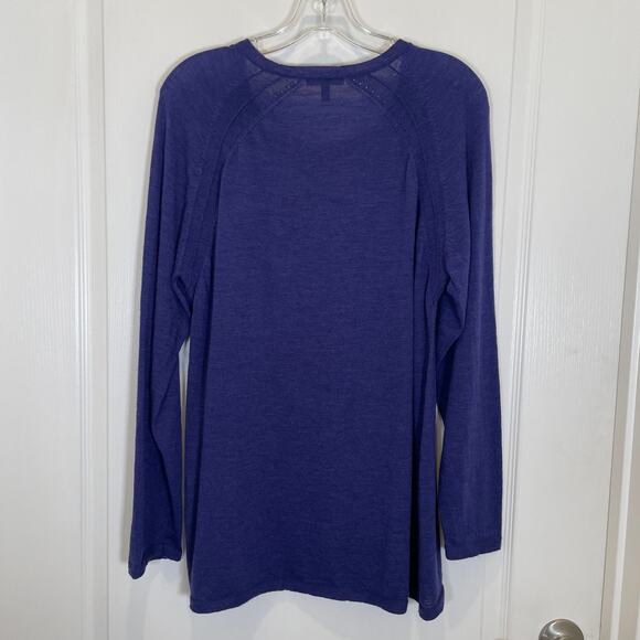 Eileen Fisher Royal Blue 100% Merino Wool Sweater Scoop Neck Winter Fall XL - Picture 4 of 4